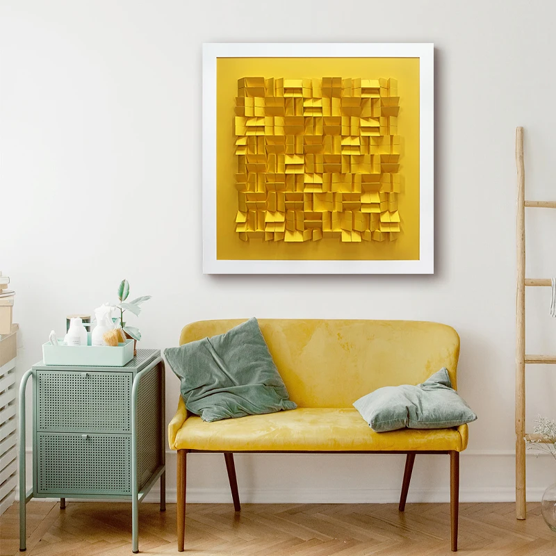 Home Decor Large Luxury 3D Abstract Wood Carving Artwork Framed Wall Art Painting