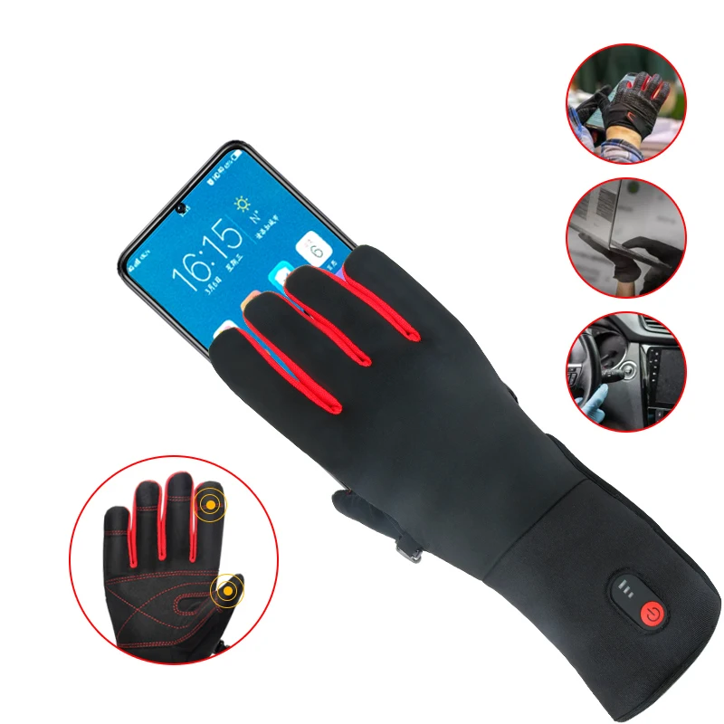 Wholesale winter waterproof cheap fashion heated thermo ski sports gloves men with Finger touch screen function for italy