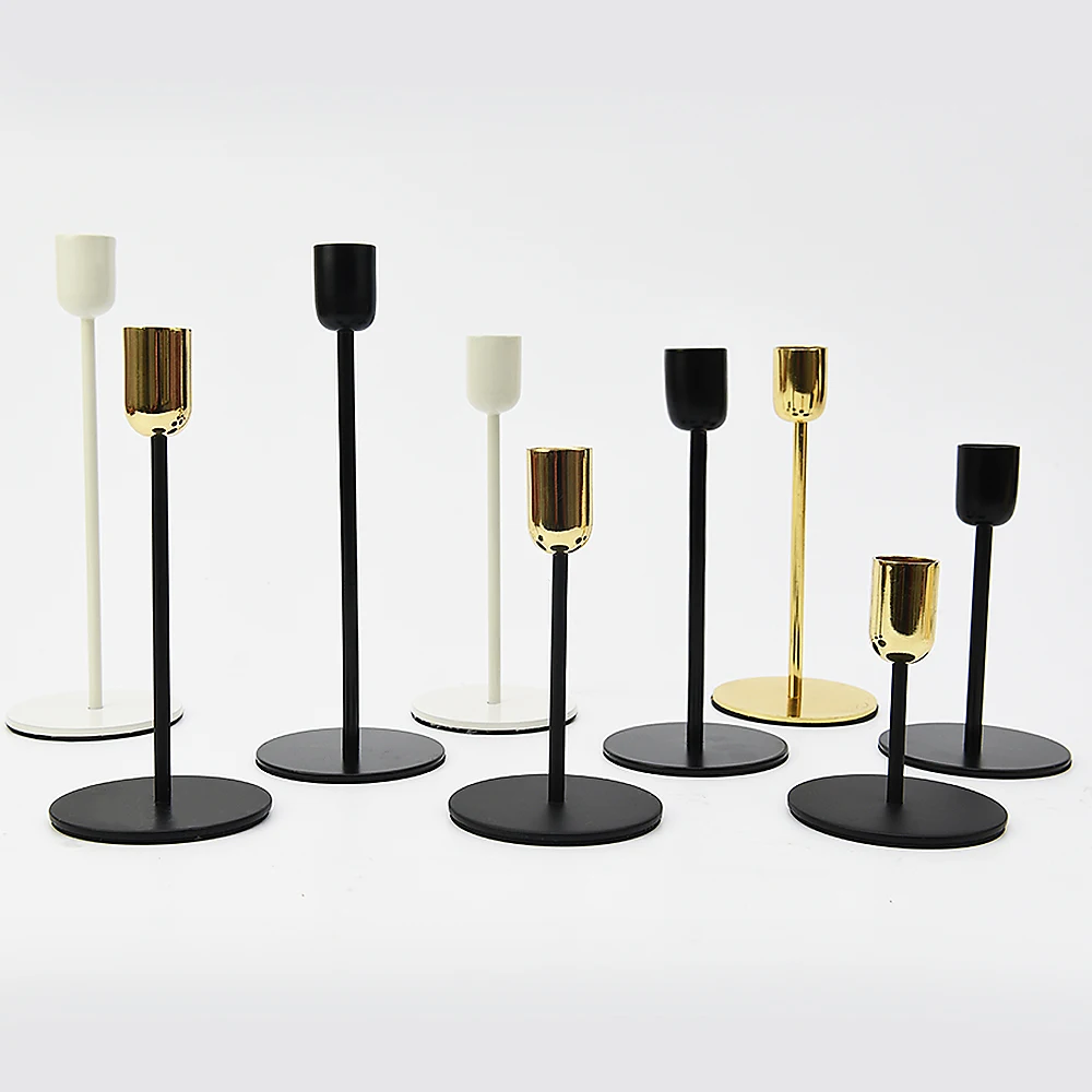 Wholesale Reusable Set Of 3 Table Romantic Dinner Rose Gold Metal Candlesticks Candle Holder For Wedding