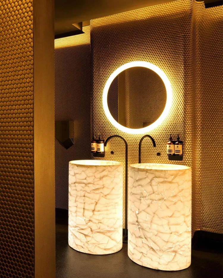 New Arrivals Modern Design Agate Onyx Sink Artificial Stone Sintered Stone Basin Marble Pedestal Basin