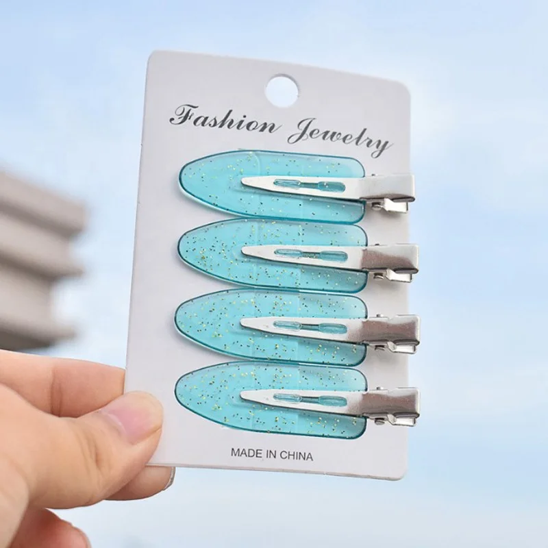 No Crease Hair Clip Hair Styling Bang Clip Makeup Salon Accessories 5 Color Transparent Glitter No Bend Seamless Hairpins