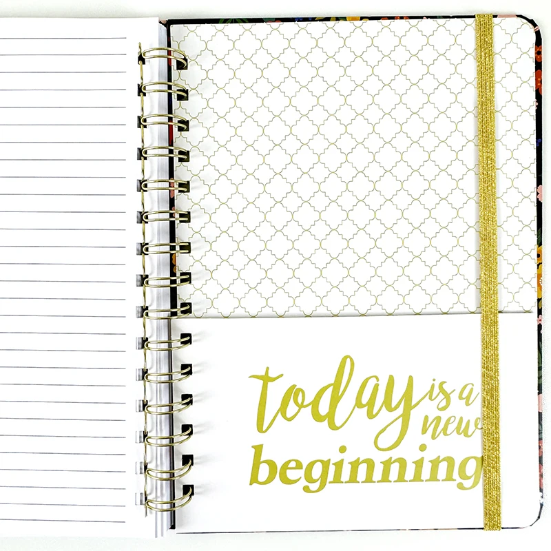 Wholesale Custom Logo A5 Planner Notebook Hardcover Spiral Business Diary Elastic Strap Pen Holder Journals Notebooks Gift