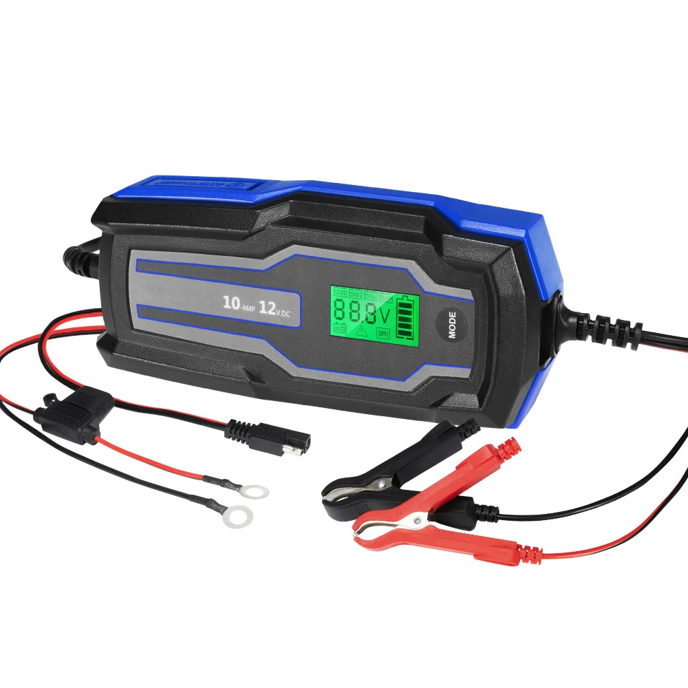 10 Stage Portable Auto Car Truck 10A 12V Smart Lithium Battery Charger