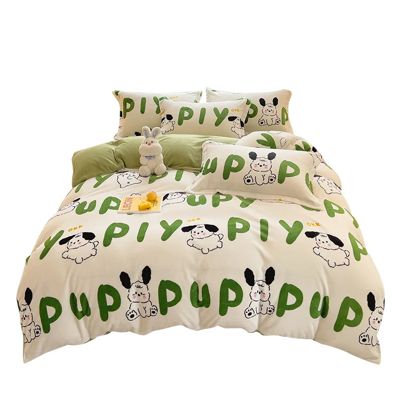 OEM high-quality good price new light luxury washed dacron and  Cotton silk embroidery four pieces bedding set