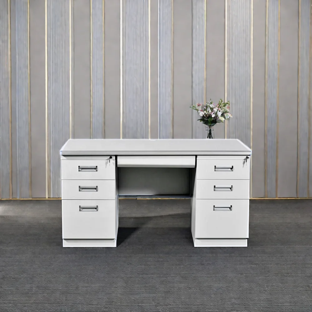 Modern Design Single Person Office Desk Metal Writing Table with Safety Lock Commercial Furniture for Home School Outdoor Use