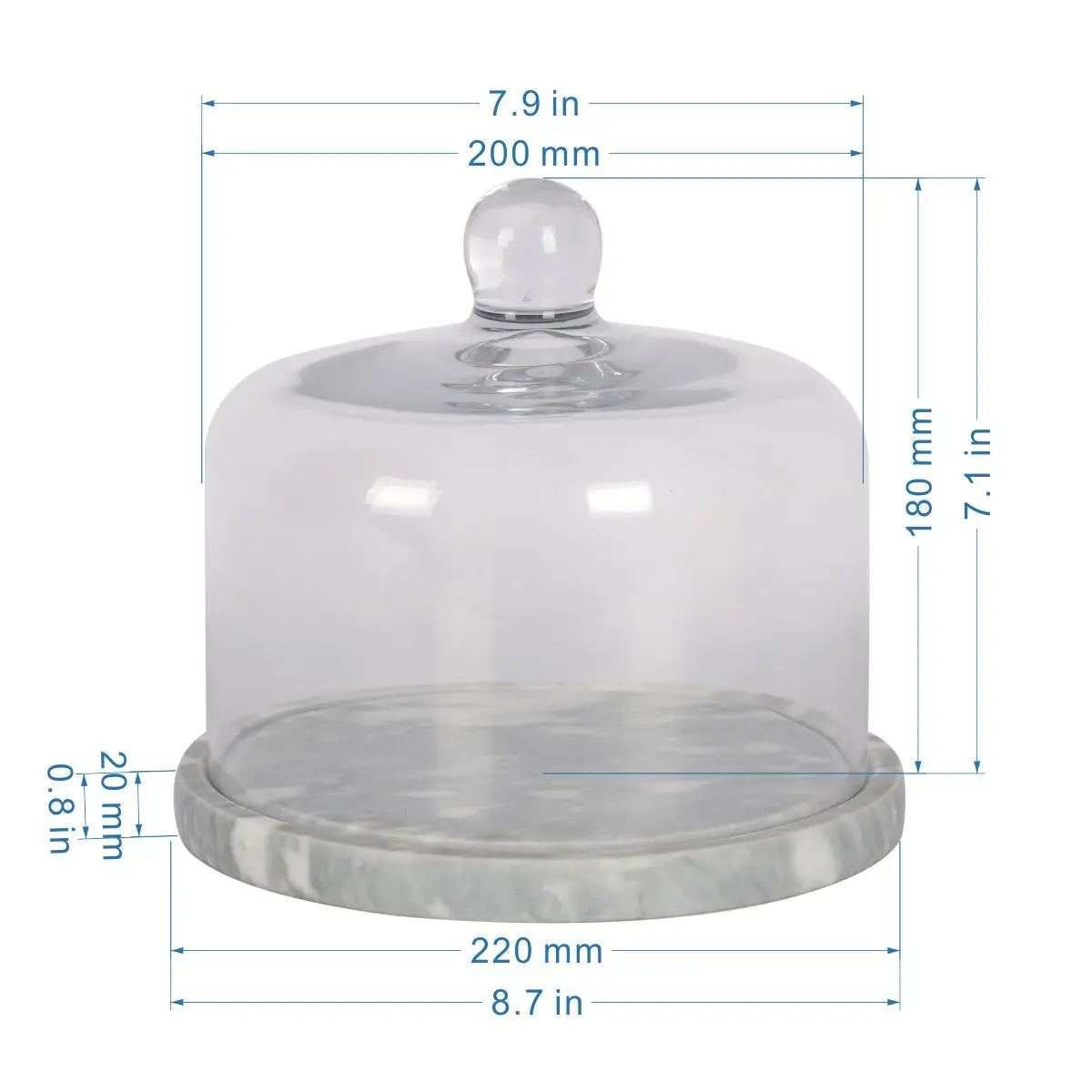 Europe and America hot selling marble glass dome cake cover / transparent dust cover
