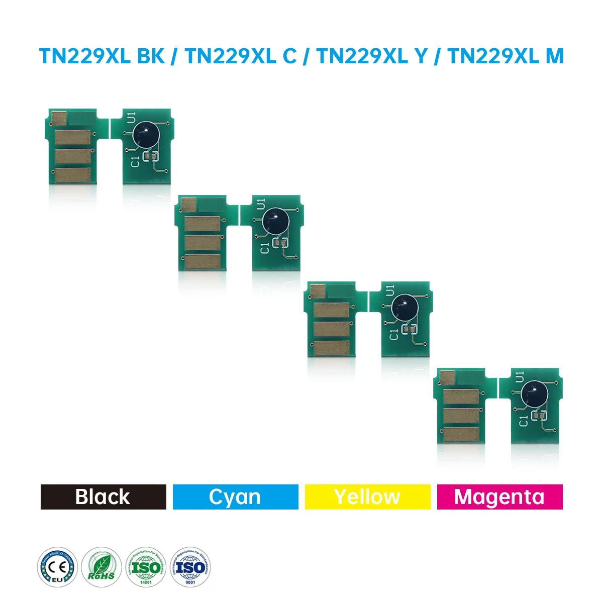 TN229XLK TN229XLC TN229XLM TN229XLY Compatible Cartridge Chip for HL-L3220CDW HL-L3240CDW HL-L3280CDW Color Toner Chip