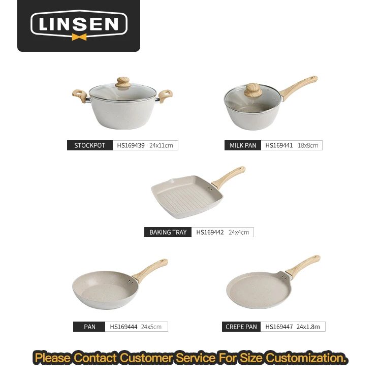 OEM Kitchen Aluminum 304 18/8 Stainless Steel Almond Colour Pot Set Nonstick Granite Cookware Set Cooking Cookware