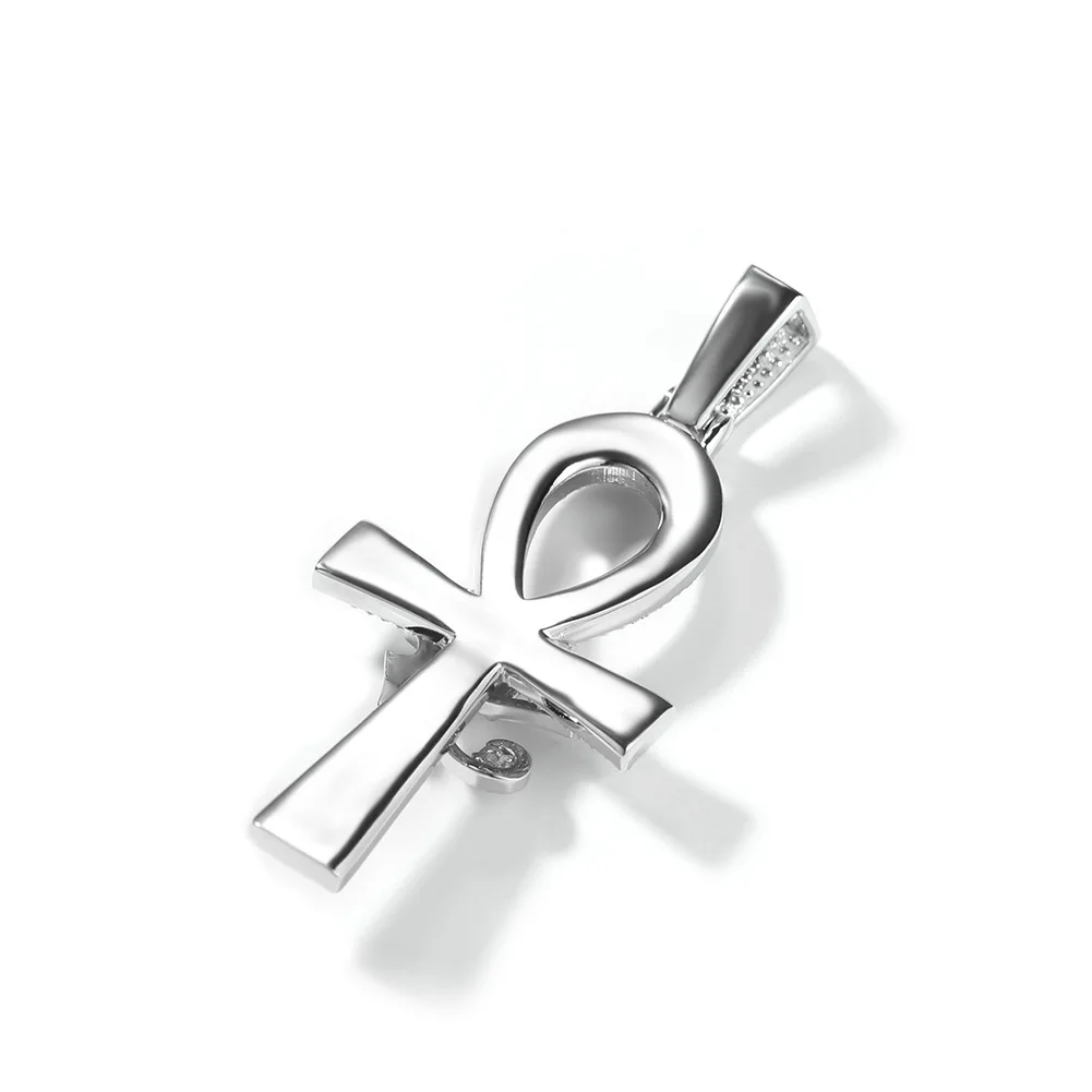 Iced Eye of Horus Egypt Ankh Pendant CZ Cross Ankh Good Luck Symbol Stainless Steel Pendant Necklace Hip Hop Pendant Amulet