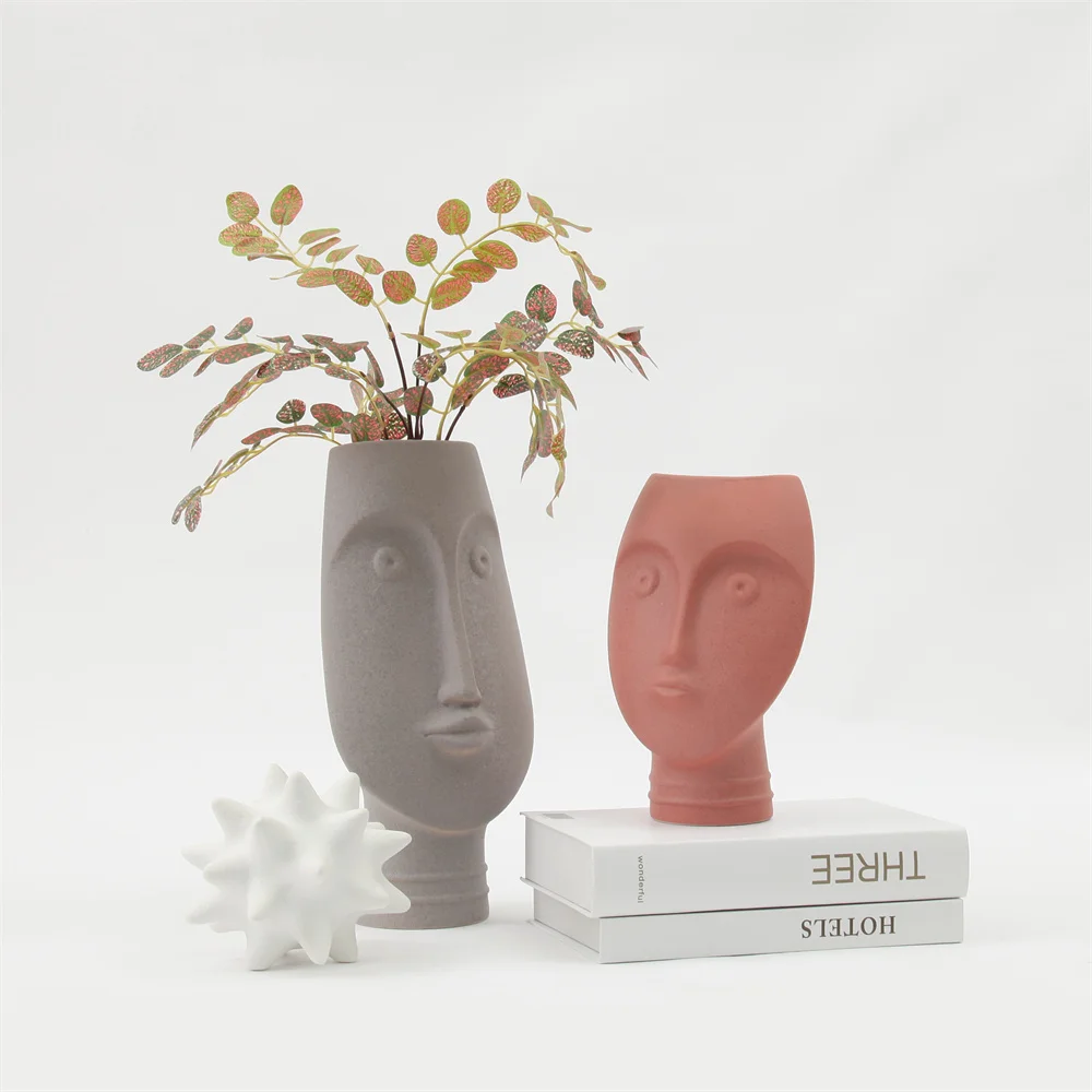 Modern minimalist abstract creative nordi style sculpture face ceramic & porcelain vases for home decoration vase ceramic
