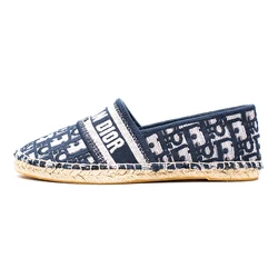 Stock 2020 the most fashion women woven knit material basic jute comfortable insole luxury espadrilles flat shoes