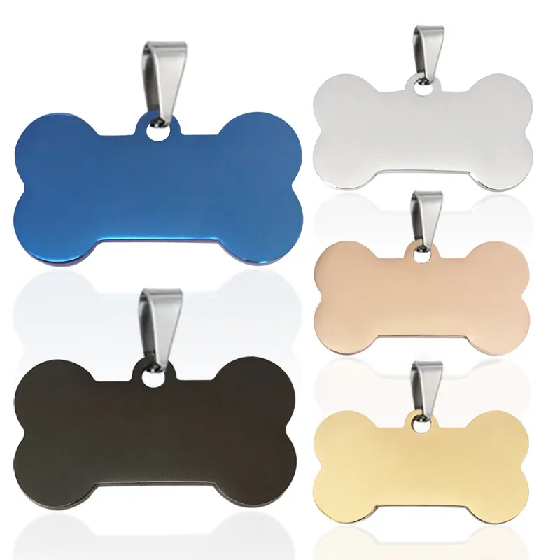 Customized Pet Cat Dog Tags Blank Stainless Steel Engraved Name Id Collar Labels Metal Crafts For Dog Tag