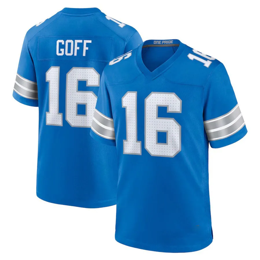 97 Aidan Hutchinson 16 Jared Goff Американская Футбольная майка 14 St. Brown 20 Barry Sanders 26 Jahmyr Gibbs 5 David Montgomery