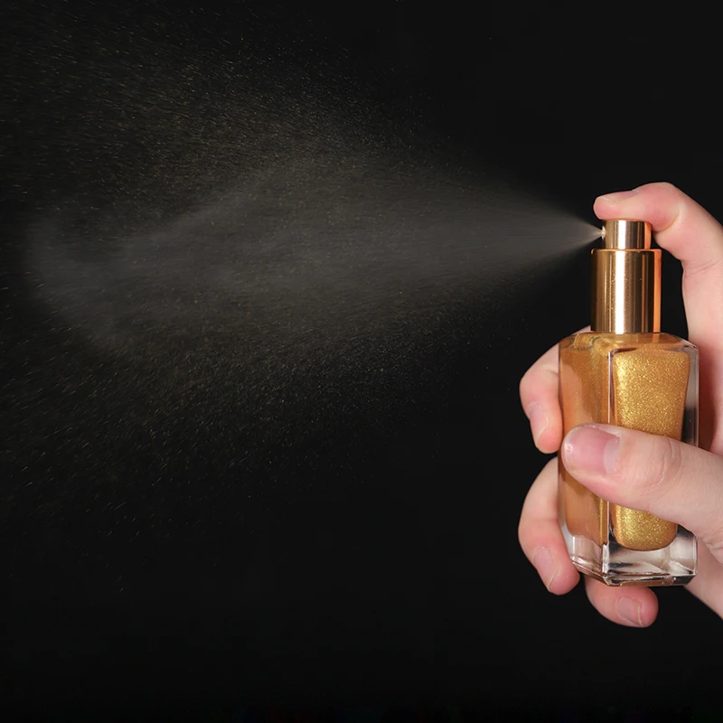 Body Shimmer Spray 6 Color Bronzer Golden Glitter Spray Vegan Private Label Makeup Liquid Highlighter Spray