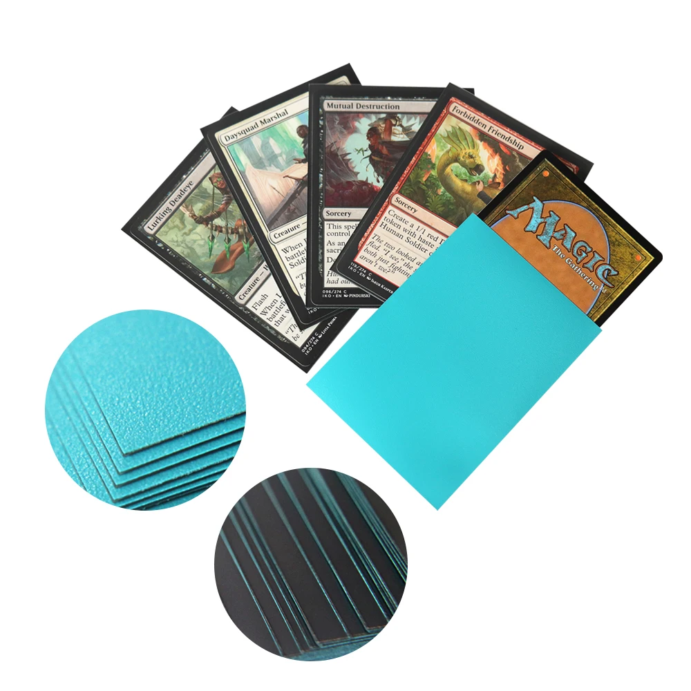 CKCS010 Light Blue Black-lined Premium Amazing Strength Anti-Glare MTG Matte Trading Card Sleeves 600pcs