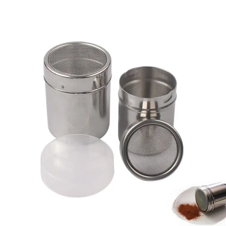 Customized Stainless Steel Seasoning Shaker For Chocolate/Roast/Sugar Chocolate Cocoa Powder Can Salt Pepper Shaker