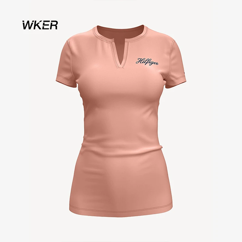 
 WKER Пользовательский логотип высокое качество короткий рукав производство оптовая дешевая летняя футболка для женщин  