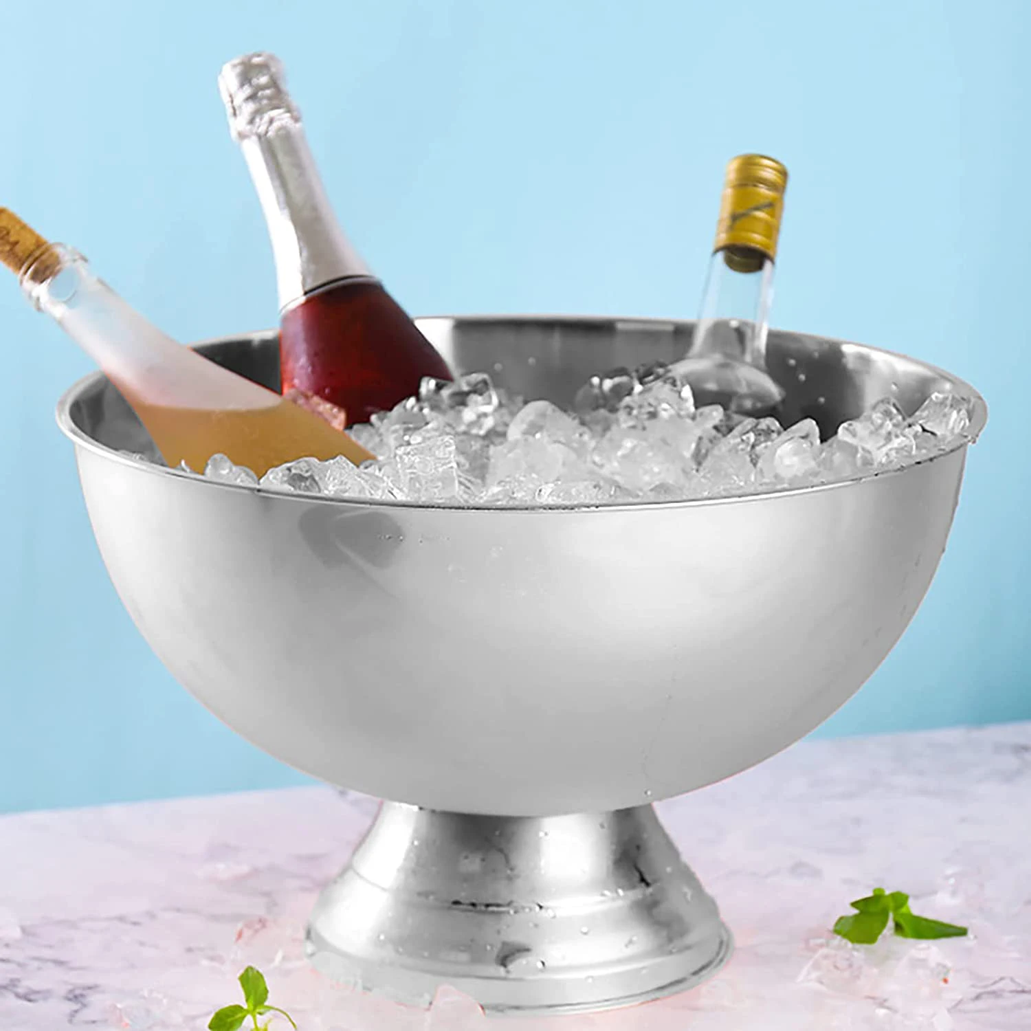 Creation Factory Direct Custom 2.5l Double Wall Wine Cooler Stainless Steel Metal Champagne Ice Bucket With Lid - Buy Ice Bucket