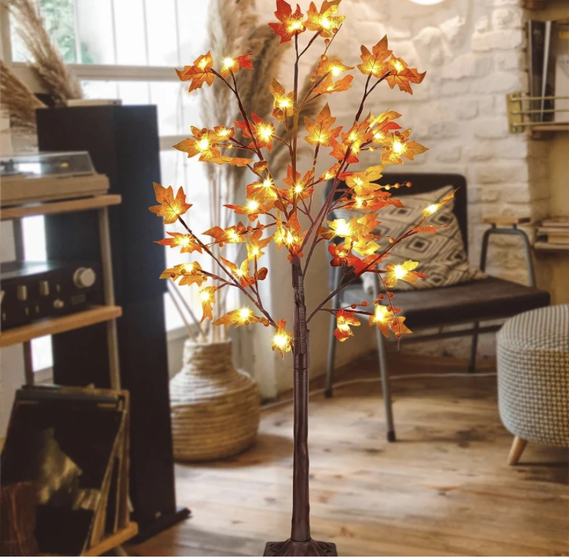 New Arrival Led Lighted Maple Tree   4 Ft Lighted  Artificial Tree For  Thanksgiving Harvest Fall Festival Halloween  Decoration