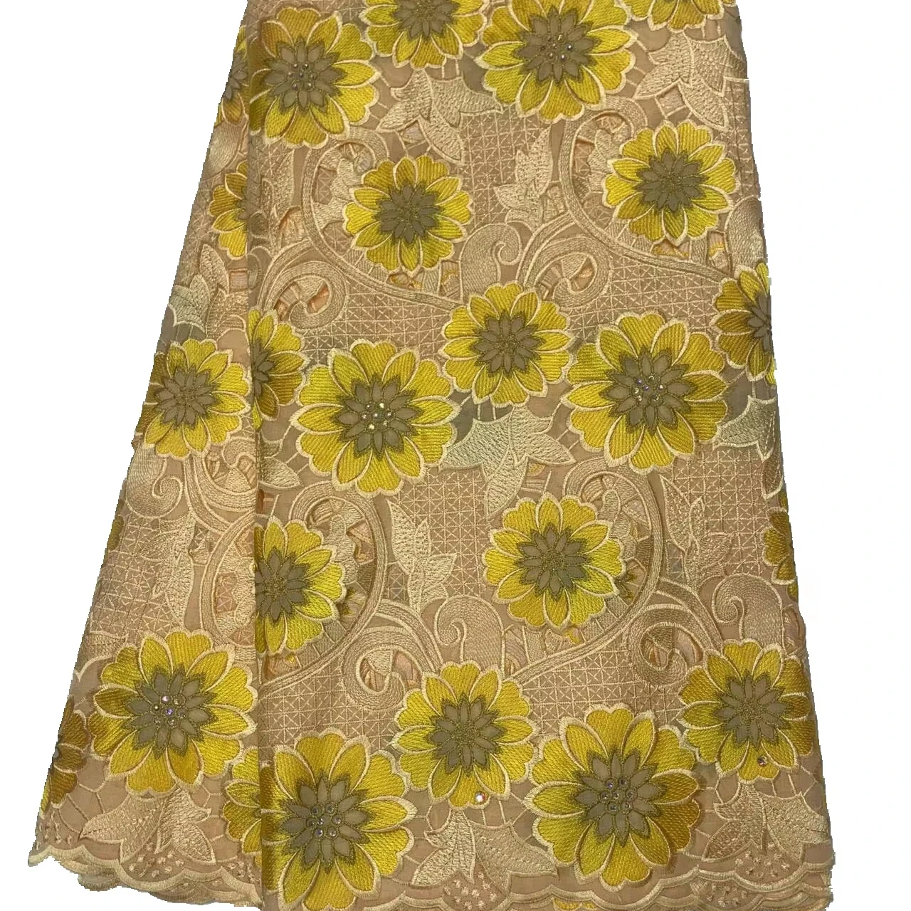 Factory directly sale wedding dress gold guipure/cord lace african french lace fabric embroidery lace fabric women clothing