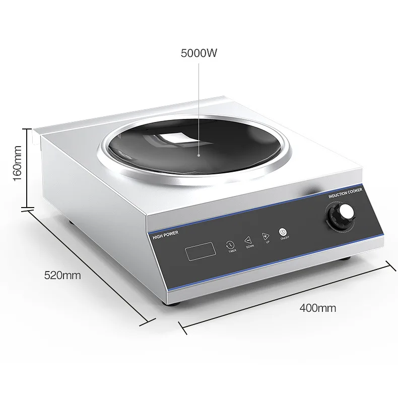New Design 5000W High-Power Induction Cooker Single Burner Convex Surface Panel Touch Screen Stir-Frying 22nd Generation Kitchen