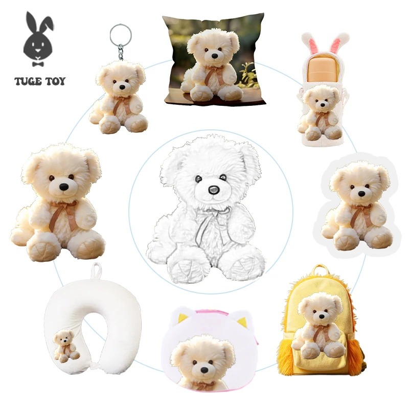 TUGE-Cartoon bear bag pendant figuration wholesale cute plush doll car key ring