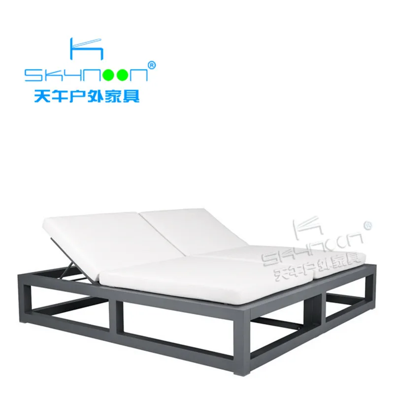 new arrival aluminium patio double chaise lounge outdoor pool sun lounger modern beach sun bed lounger double sun lounger(33017)