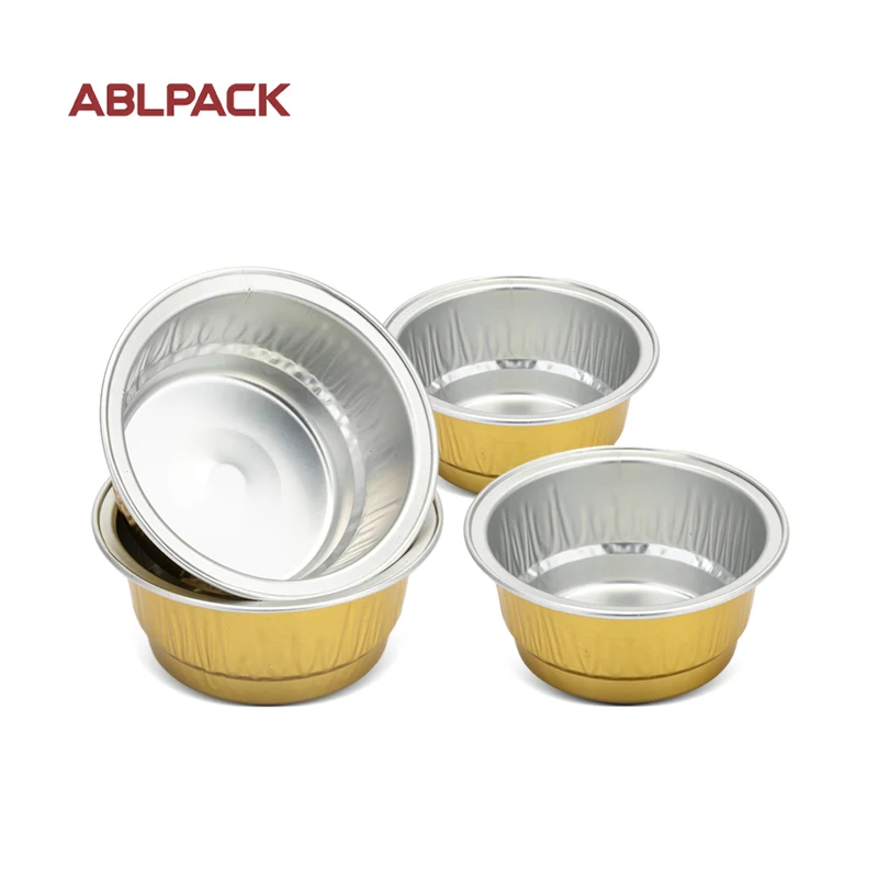Colorful Disposable Aluminum Foil Round Tray Round Aluminum Foil Cake Containers Dessert Packaging Supplier Food