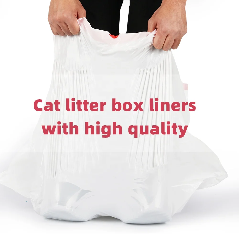 Custom drawstring cat disposable litter bag,cat  litter box lined with waste bag