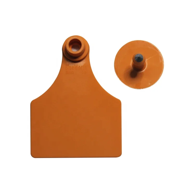 Orange Cow Cattle Blank Large Ear Tag Pack of 100 Pcs with Botton