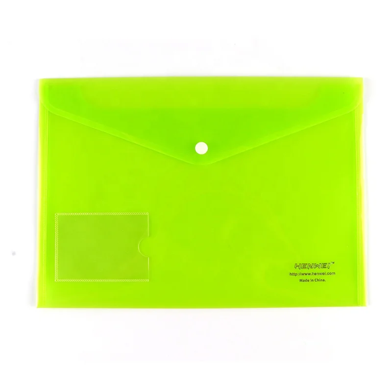 Custom PP Storage A4 Size Envelope Paper Type Test File Filling Document Holder Pencil Case Bag With Button