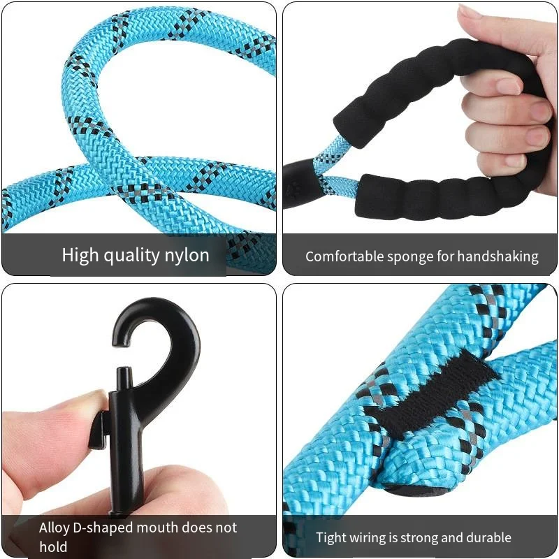 Pet Supplies 2024 new double handle leash paired with two foam hand pads Thick and firm lock head Customizable colors leash