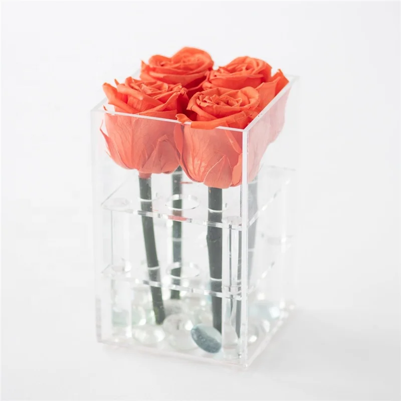 custom clear acrylic perspex flower rose box for single rose