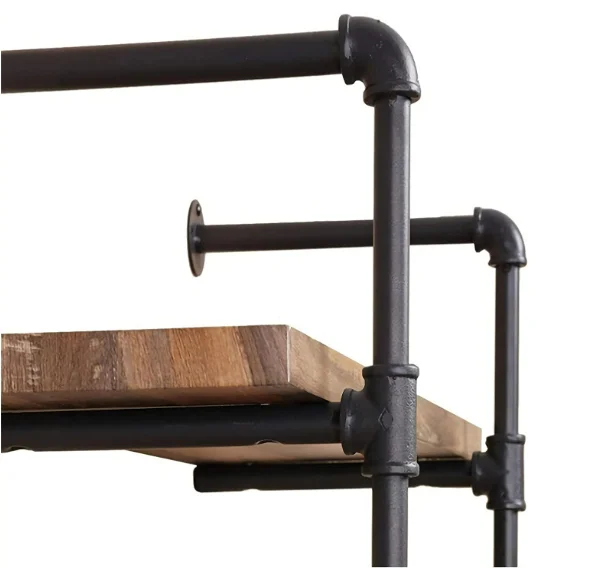 Industrial Wall Mount Black Shelf Retro Iron Pipe Floating Shelves Rack DIY Shelving Bracket