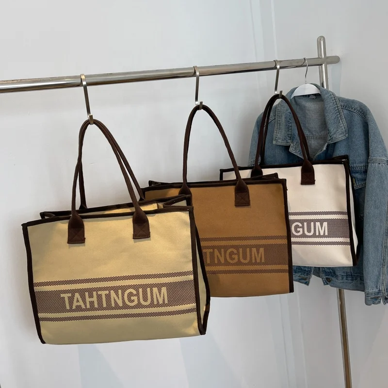 2022 canvas large-capacity new fashion all-match portable shoulder tote bag