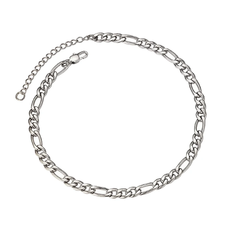 European Summer Beach Barefoot Jewelry Stainless Steel 18K Gold Plated Chunky Chain Anklet Bracelet 7mm Figaro Chain Anklet