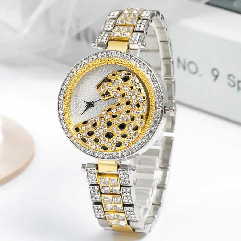 2021 new style top selling watch colorful rhinestone leopard watch Women Watches Designer Brand Luxury Quartz Diamond Gold