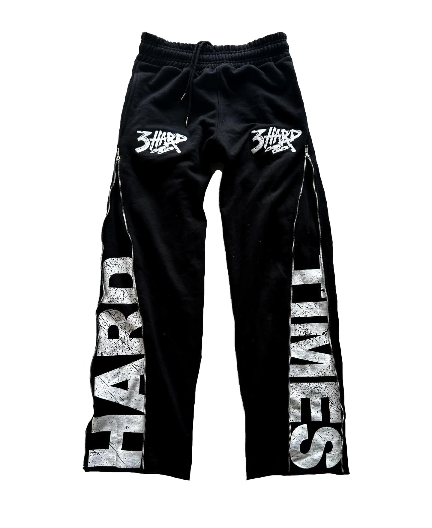 Custom Men High Quality Streetwear Cotton Zip Up Y2k Wide Leg  Washed Baggy Flared Sweatpants