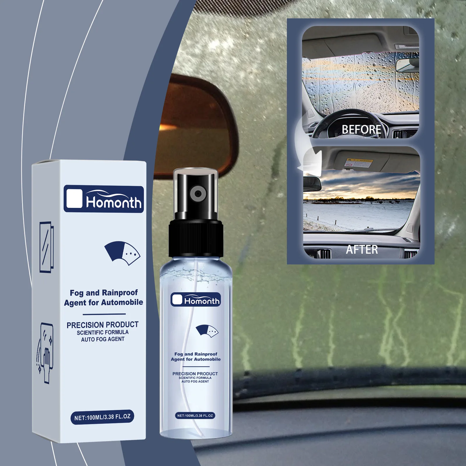 Hot selling windshield and window transparent rainproof waterproof and anti fog cleaning car glass anti film agent