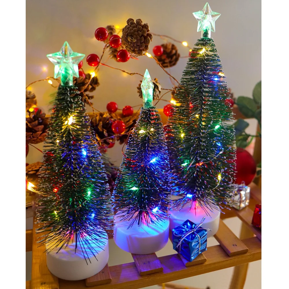 Mini small modern Christmas with led lights artificial trees for indoor desktop home decorative