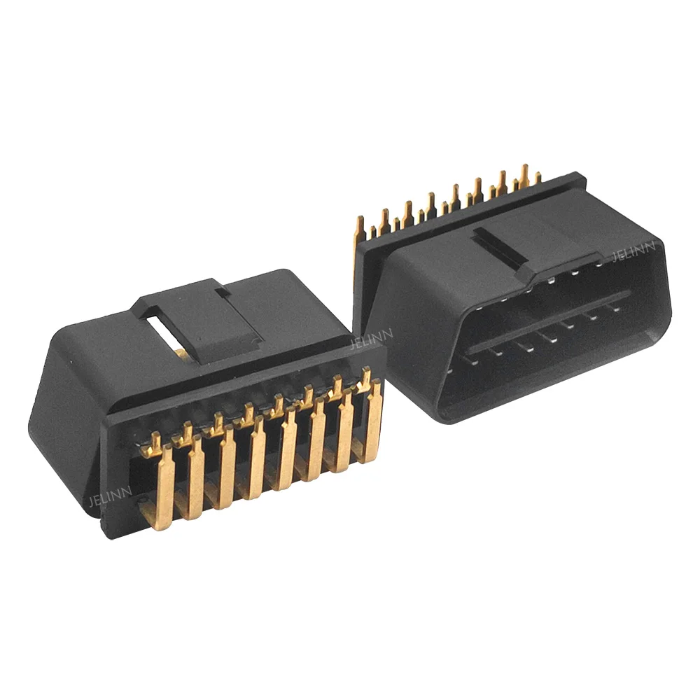 OBD 2 OBD2 16pin Male Connector with 90 degree Right Angle Pins Bent towards the Narrow Side