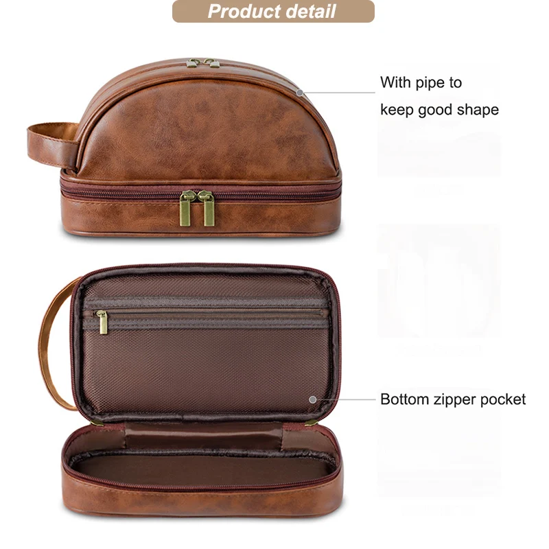 Advanced travel leather toiletry bag for men large travel shaving toilet bag dopp kit