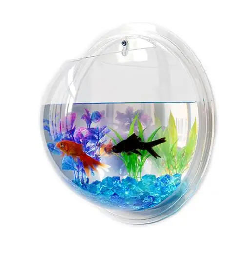 Mini Home Decor Office Decoration Transparent Acrylic Hanging Wall Aquarium