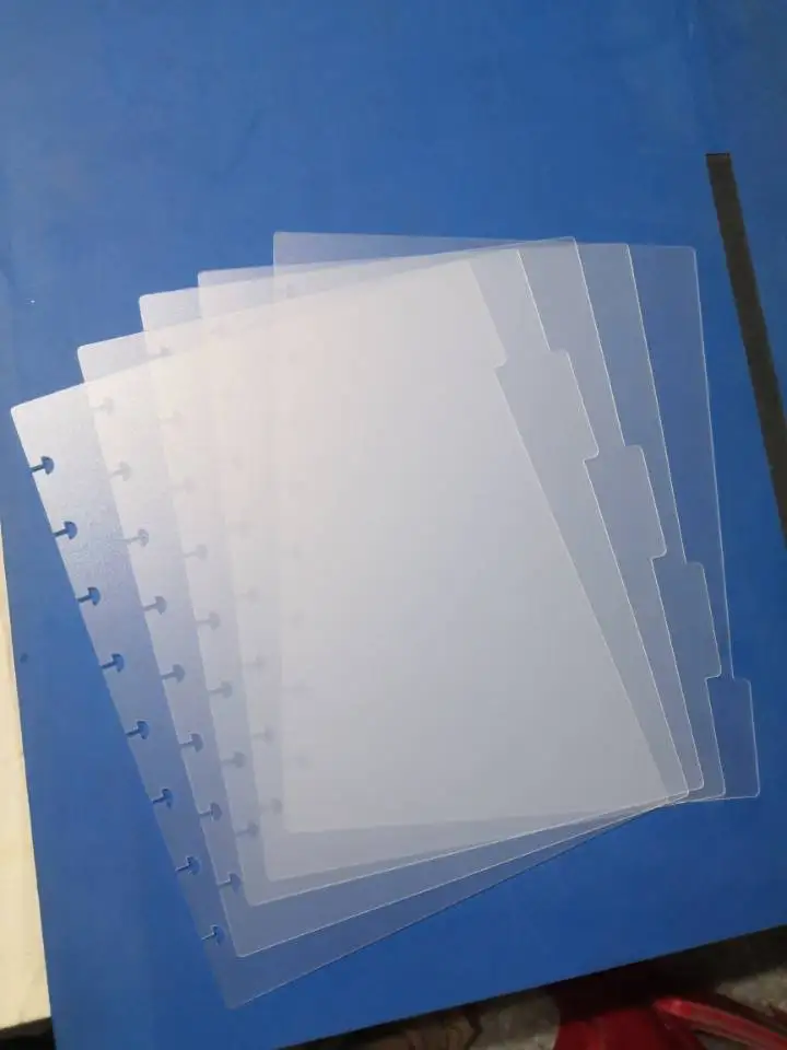 Eco-friendly Frosted Plastic PP Divider Page 4x6 5x7 6x8 Size 9 Disc Hole 6 Side Tab PP Divider