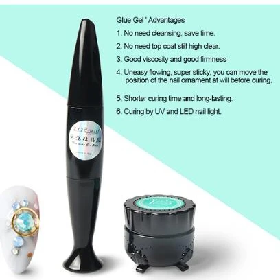 No need top coat one step no-wipe diamond gel nail glue sticky thick rhinestone glue gel nail polish