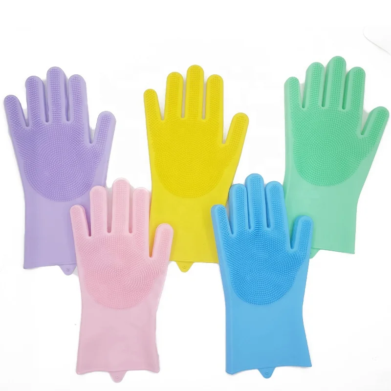 Heat Resistant Silicone Scrubber Magic Gloves For washing Multi-function Household Kitchen Silicone Magic Cooking BBQ Gloves