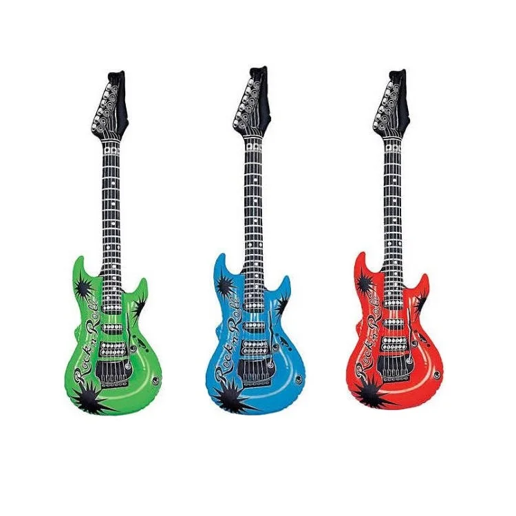 Customized Party Props Pvc Inflatable Kids Large Blow Up Rock Instrument Toy Guitar