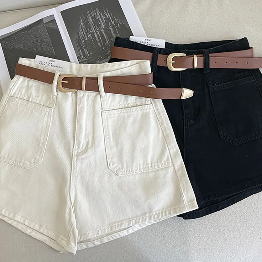 OOTN new fashion summer ladies pants elegant high-waisted A-line shorts lady casual pink jeans