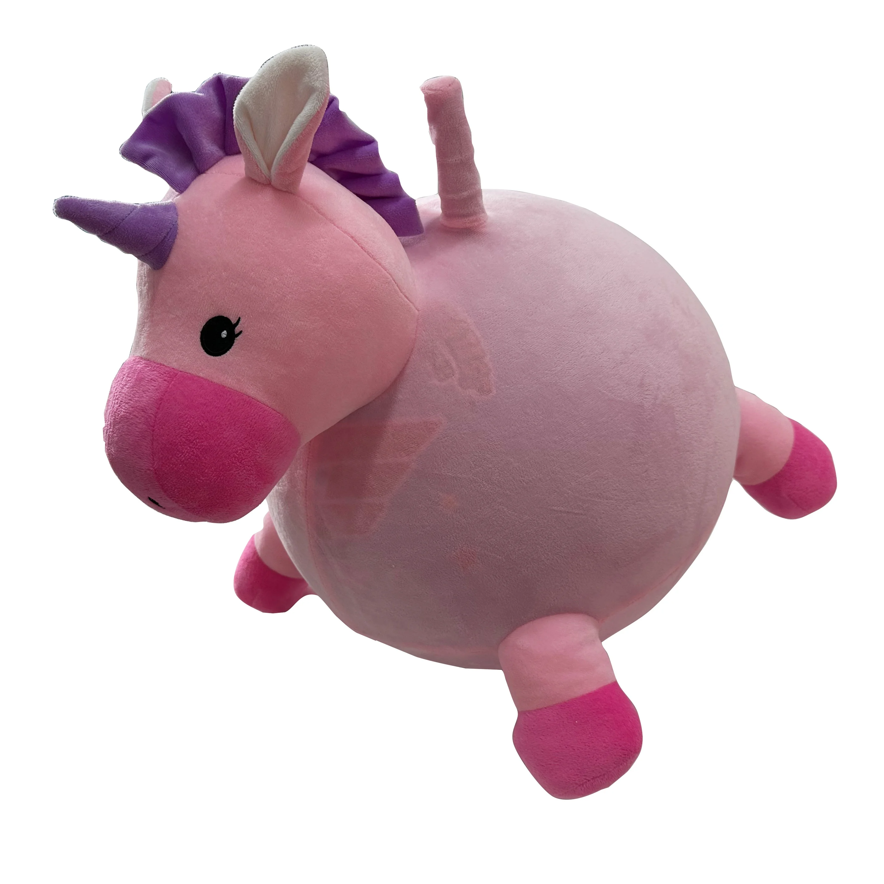 Custom Pink Unicorn Plush Bouncy Inflatable With Handle Toy Suitable Ages Three And Above
