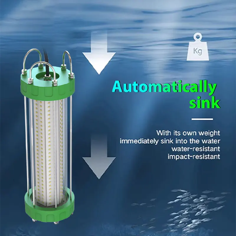 12V 200W 300W IP68 LED Lamp for Salmon Farming and Deep Sea Fishing Green White Underwater Fish Lures Lighting Fishing Lights